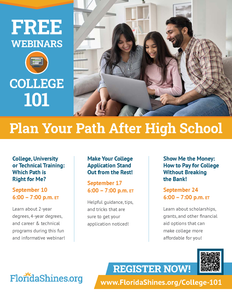 <center><b>FLYER: College 101</b><br>Single-sided; 8.5x11<br>High School (C101)</br></center>