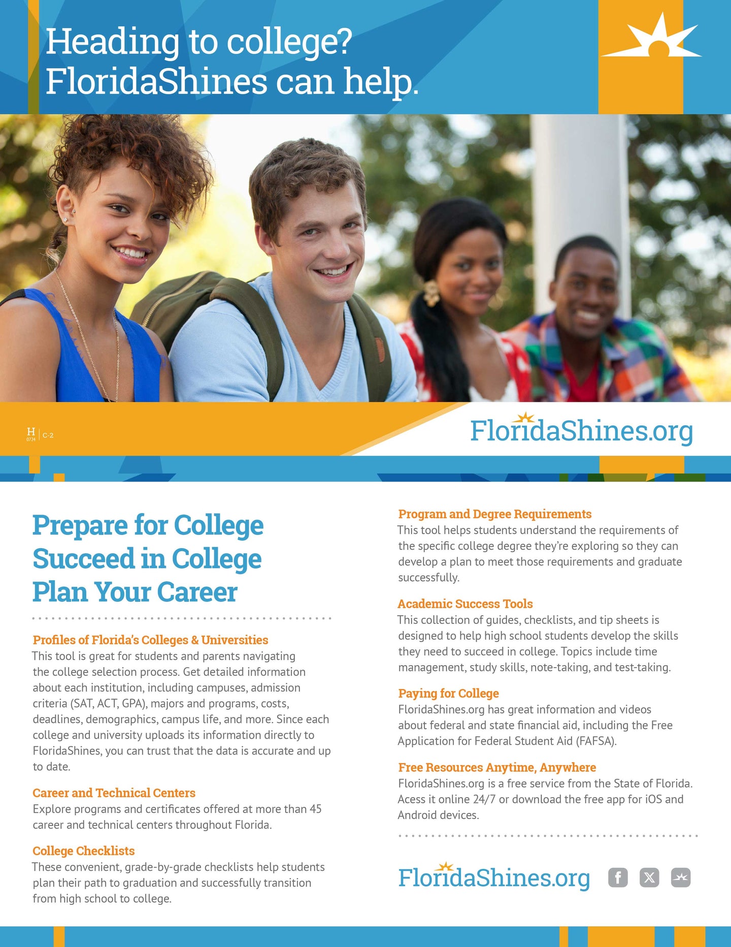 <center><b>POSTCARD: FloridaShines</b><br>Double-sided; 8.5x5.5<br>High School (C-2)</br></center>